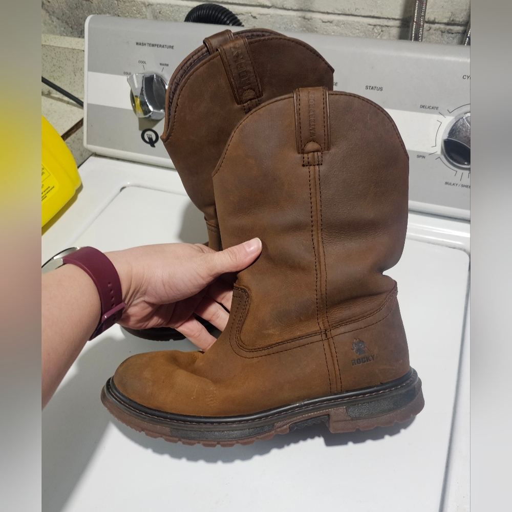 Rocky Brown Leather Slip On Boots Size 6M